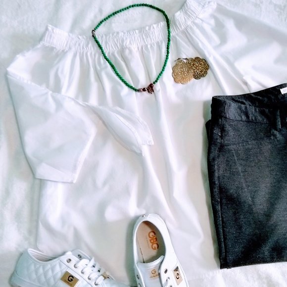 H&M White Peasant top Sz 4 - Picture 5 of 8